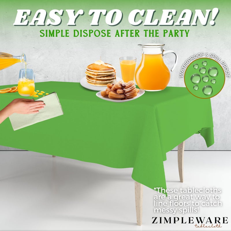 ZIMPLEWARE Premium Lime Green Plastic Table Cloth Disposable (6 Pk) Plastic Tablecloths for Rectangle Tables (54in x 108in) Party Table Cloths Disposable for 6ft to 8ft Rectangle Tables - Image 5